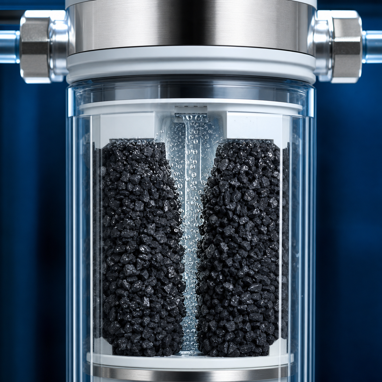 Activated carbon media inside a water filter